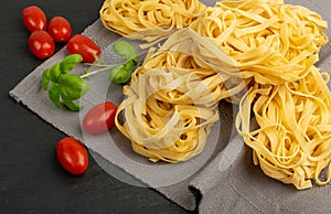 Homemade Egg Pasta Tagliatelle, Raw Nest Noodles