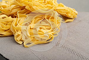 Homemade Egg Pasta Tagliatelle, Raw Nest Noodles