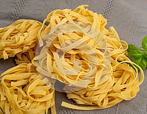 Homemade Egg Pasta Tagliatelle, Raw Nest Noodles