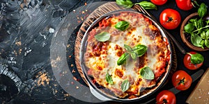 Homemade eggplant parmigiana a traditional Italian dish with layers of eggplant tomato sauce and