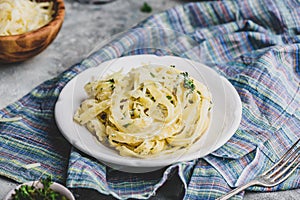 Homemade Fettuccine with Alfredo Sauce