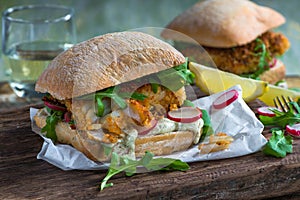 Homemade fish sandwich