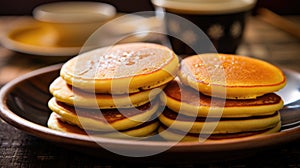 Homemade fluffy Japanese pancakes. Dorayaki, sweet Japanese pancakes