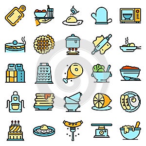 Homemade food icons set vector flat