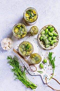 Homemade food: Pickled cucamelons pickled cucumbers, pickled gherkins