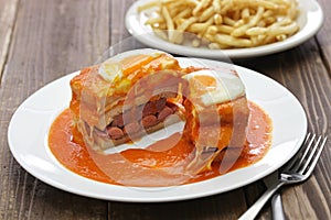 Homemade francesinha, portuguese sandwich photo