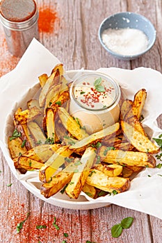 Homemade French fries, potato wedges