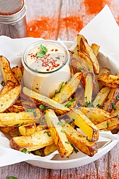 Homemade French fries, potato wedges