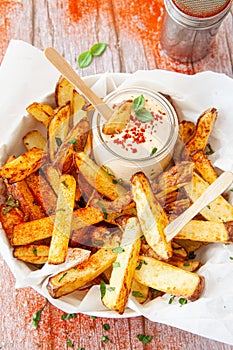 Homemade French fries, potato wedges