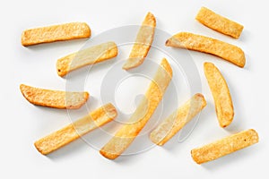 Homemade French fries on a white background photo