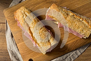 Homemade French Ham Jambon Beurre Sandwich