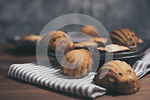 French madeleines with beurre noisette and chocolate photo