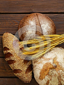 Homemade fresh bread (rye, sesame, white)