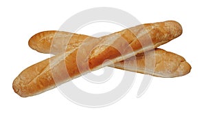 Homemade fresh french baguette isolated on white background clipping path