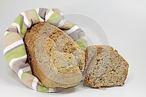 Homemade,  fresh spelt bread in bag