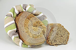 Homemade,  fresh spelt bread in bag