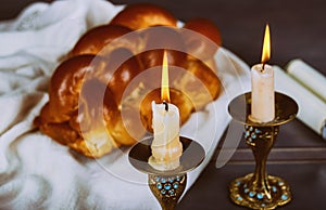 Homemade freshly baked challah for the Holy Sabbath Traditional Jewish Sabbath ritual