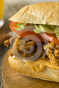 Homemade Fried Oyster Po Boy Sandwich