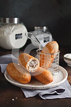 Homemade fried pies with liver and potatoes