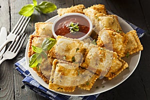 Homemade Fried Ravioli with Marinara Sauce