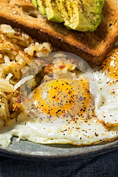 Homemade Fried Shredded Hashbrowns and Eggs