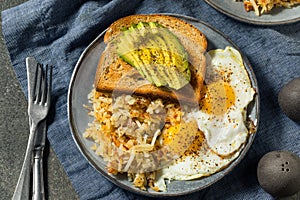 Homemade Fried Shredded Hashbrowns and Eggs