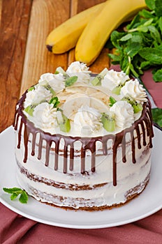 Homemade fruity Hummingbird cake with walnuts and cinnamon