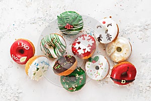 Homemade Glazed Christmas Donuts with sprinkles