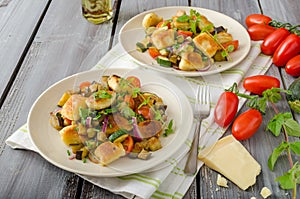 Homemade gnocchi with Mediterranean vegetables