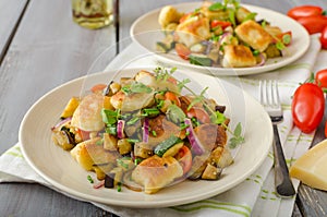 Homemade gnocchi with Mediterranean vegetables