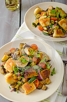 Homemade gnocchi with Mediterranean vegetables