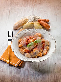 Homemade gnocchi with tomato sauce