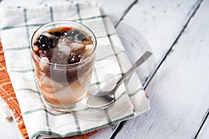 Homemade gourmet cold strawberry taho