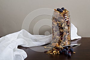 Homemade granola in a jar