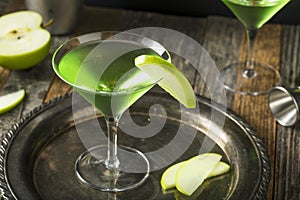 Homemade Green Alcoholic Appletini Cocktail