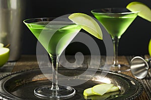 Homemade Green Alcoholic Appletini Cocktail