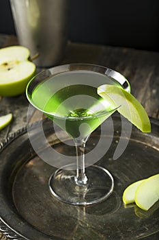 Homemade Green Alcoholic Appletini Cocktail