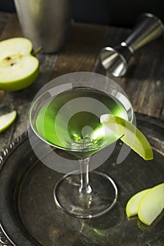 Homemade Green Alcoholic Appletini Cocktail