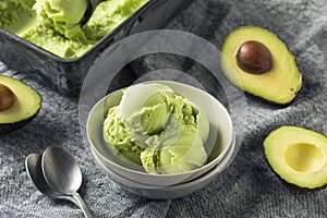 Homemade Green Organic Avocado Ice Cream