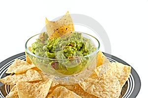 Homemade Guacamole Dip With Tortilla Chips