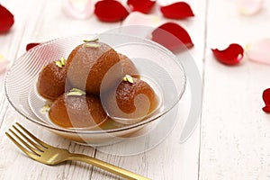 homemade gulab jamun, Indian dessert photo