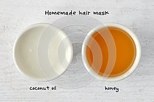 Homemade hair mask made out of coconut oil and honey