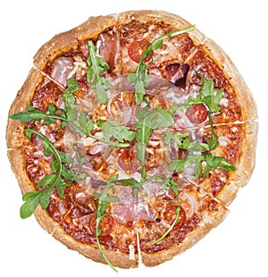 Homemade Ham Pizza (isolated)