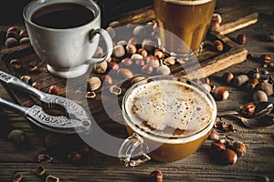 Homemade hazelnut coffee latte photo
