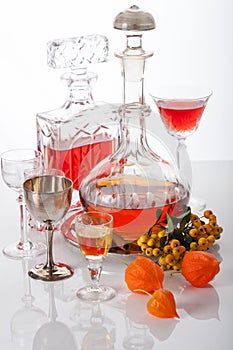 Homemade herb and fruit liqueur