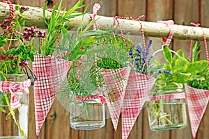 Homemade herb rack