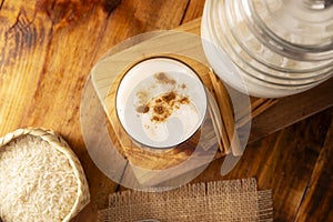 Homemade Horchata Mexico drink topview