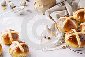 Homemade hot cross buns for breakfast. Sweet Easter treats