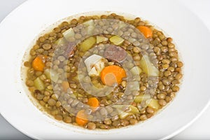 Homemade hot dish of lentils photo