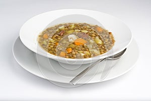 Homemade hot dish of lentils photo